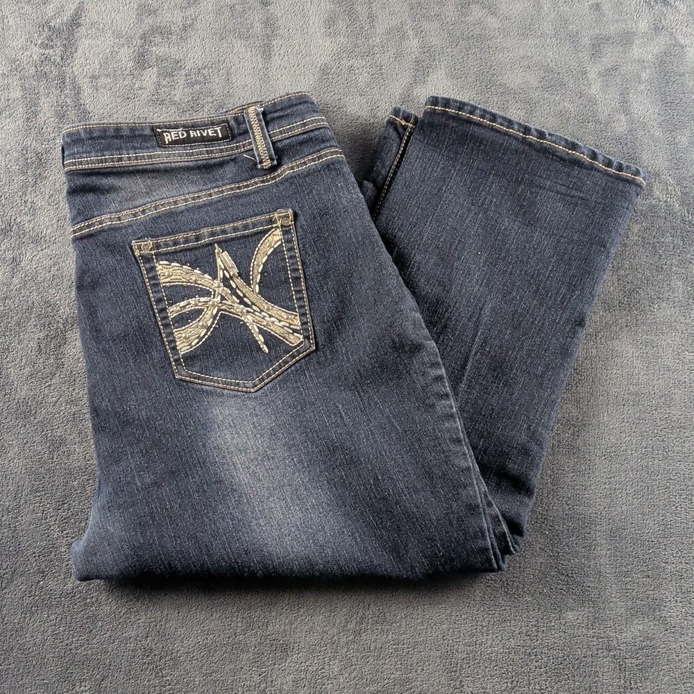 Red Rivet Women's Bootcut Jeans Size 20 Dark Wash Blue Denim WESTERN